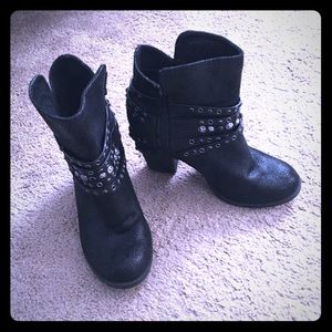 Black buckle booties